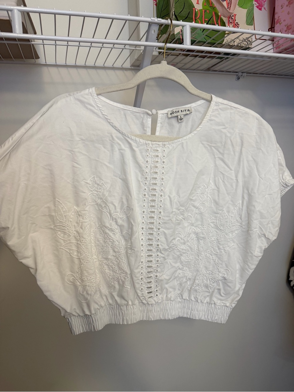 Moon River White Eyelet Crop Top